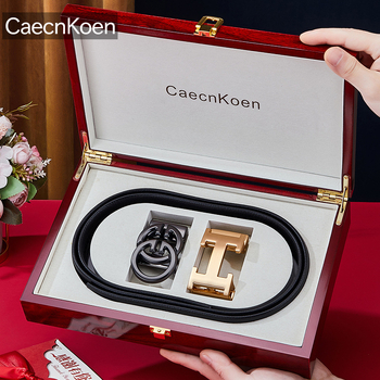 Caecnkoen férfi bőrszíj természetes bőrből, első réteg tehénbőrből, automata csattal, ötvözet csattal, üzleti stílus