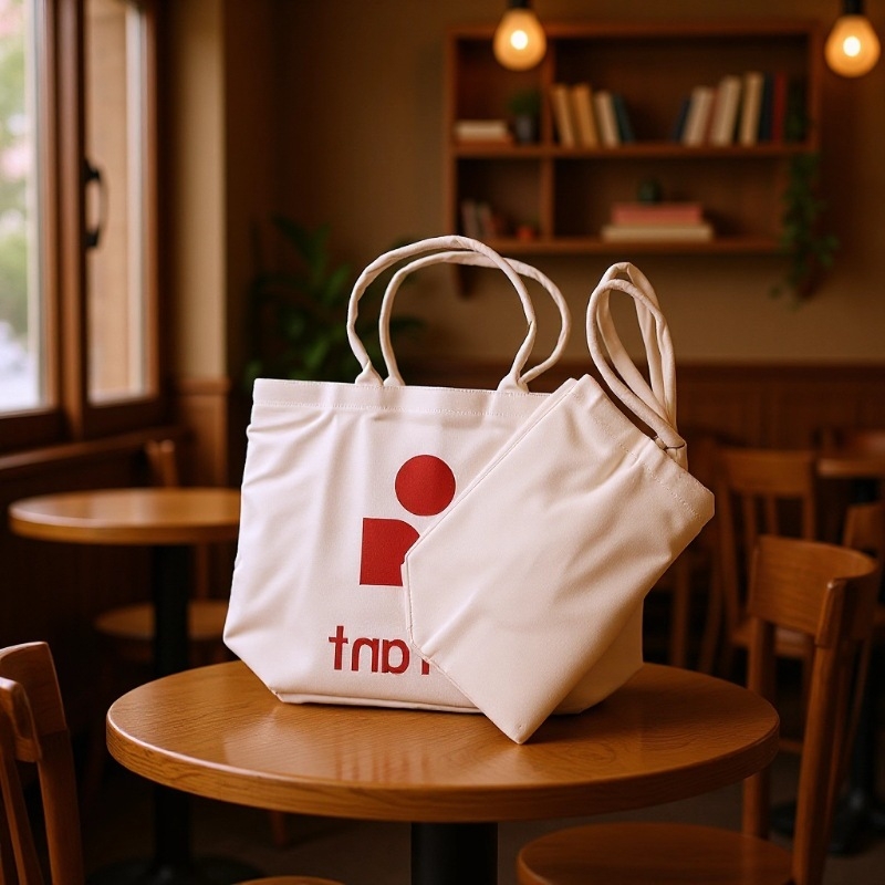 Geantă Tote din pânză cu închidere magnetică, căptușeală din pânză, buzunar pentru telefon și buzunar intern patch, bretele duble