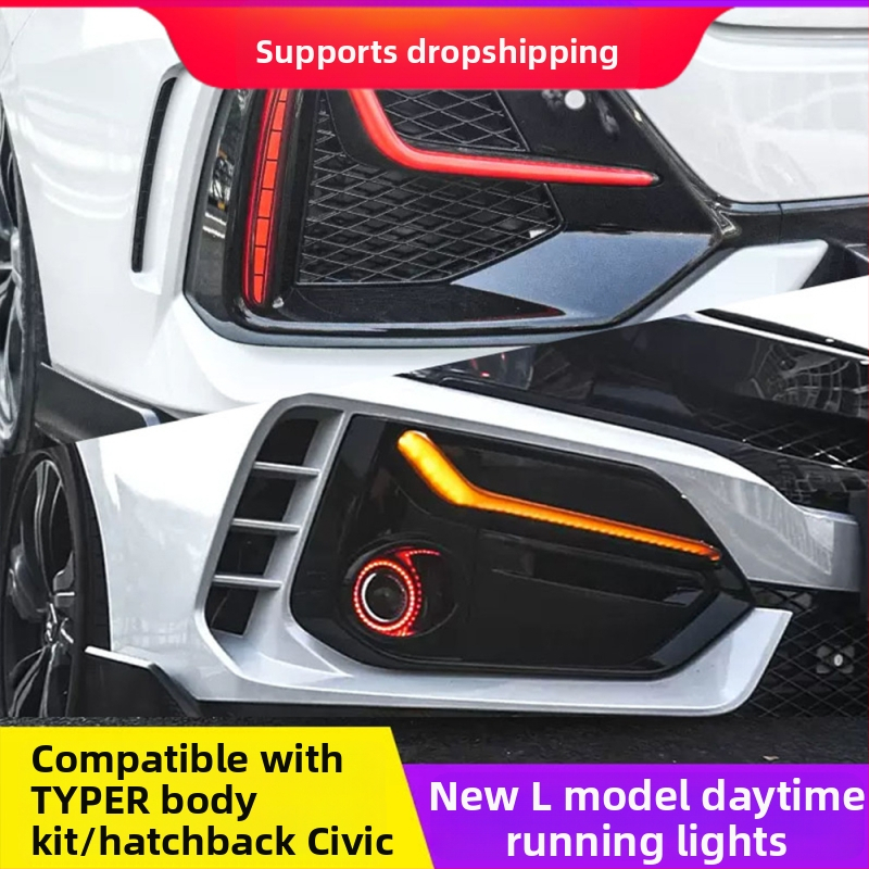 LED L-tvarované denné svetlá pre Civic hatchback desiatej generácie, 24W, značka TYPY