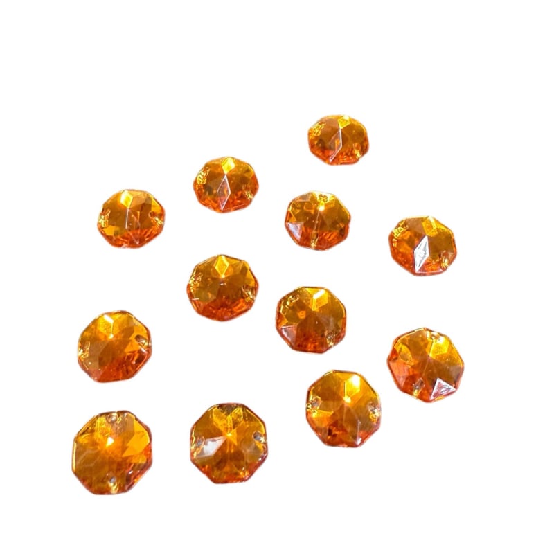 Strasuri acrilice pentru îmbrăcăminte, octogonale, cu două găuri, spate plat, electroplacate