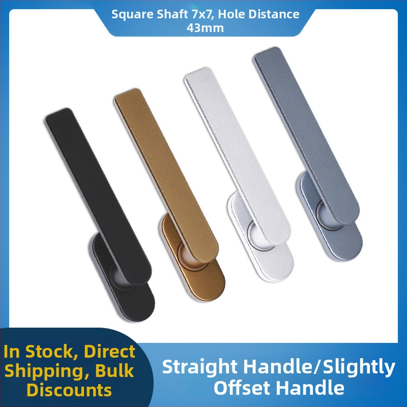 Aknová klika z hliníkovej zliatiny, štvorcový hriadeľ, model: priama alebo offsetová rukoväť, oxidovaný povrch, moderný minimalistický štýl