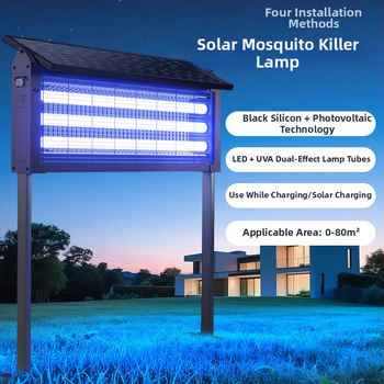 Napenergia-szúnyogirtó lámpa - kültéri, vízálló rovarfogó elektromos sokk, újratölthető napelemes akkumulátor, 8-12 óra üzemidő, 1500mAh feletti kapacitás
