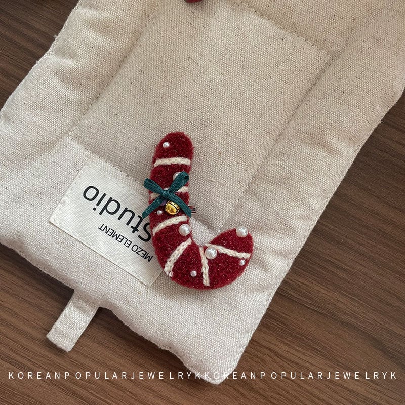 Broš za odjeću u obliku pahulje od vunenog filca – ručna izrada, korejski stil, božićni motiv