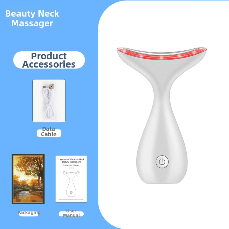 Kakla skaistuma ierīce ar vibrācijas masāžu, fotonisko skaistumu un mikrostrāvu – USB uzlāde, mājas lietošanai