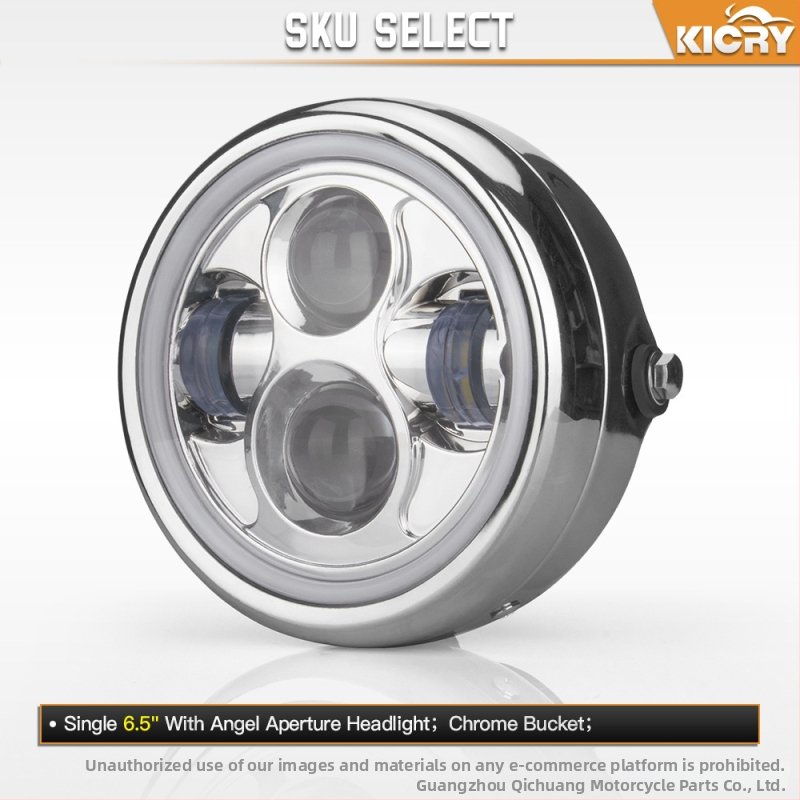 Harley Cafe Racer retro motocykel LED predné svetlo s 6,5-palcovým krúžkom
