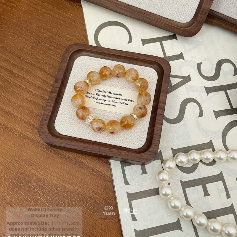 Drevený stojan na šperky z orechového dreva – podnos na prstene a náhrdelníky, umelecký štýl, jar 2025 uvedenie