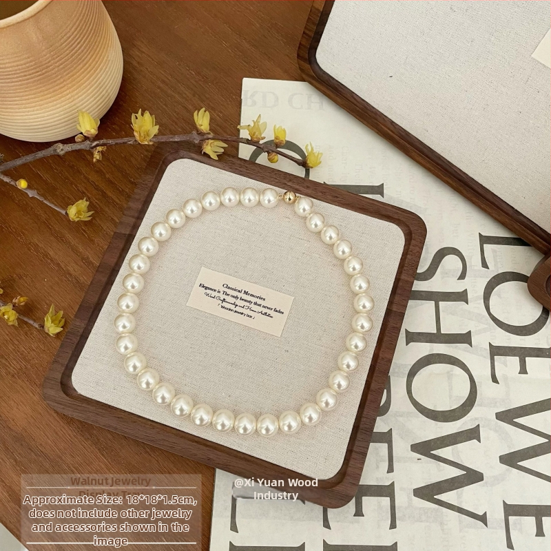 Drevený stojan na šperky z orechového dreva – podnos na prstene a náhrdelníky, umelecký štýl, jar 2025 uvedenie