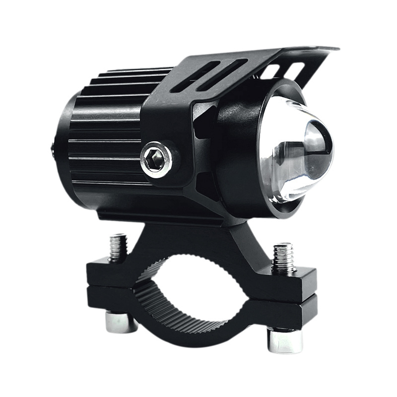 Far LED pentru motocicletă cu lentilă, corp din aluminiu, LEDuri dual-color, 18W pe lampă, 12–85V input, Model Q9