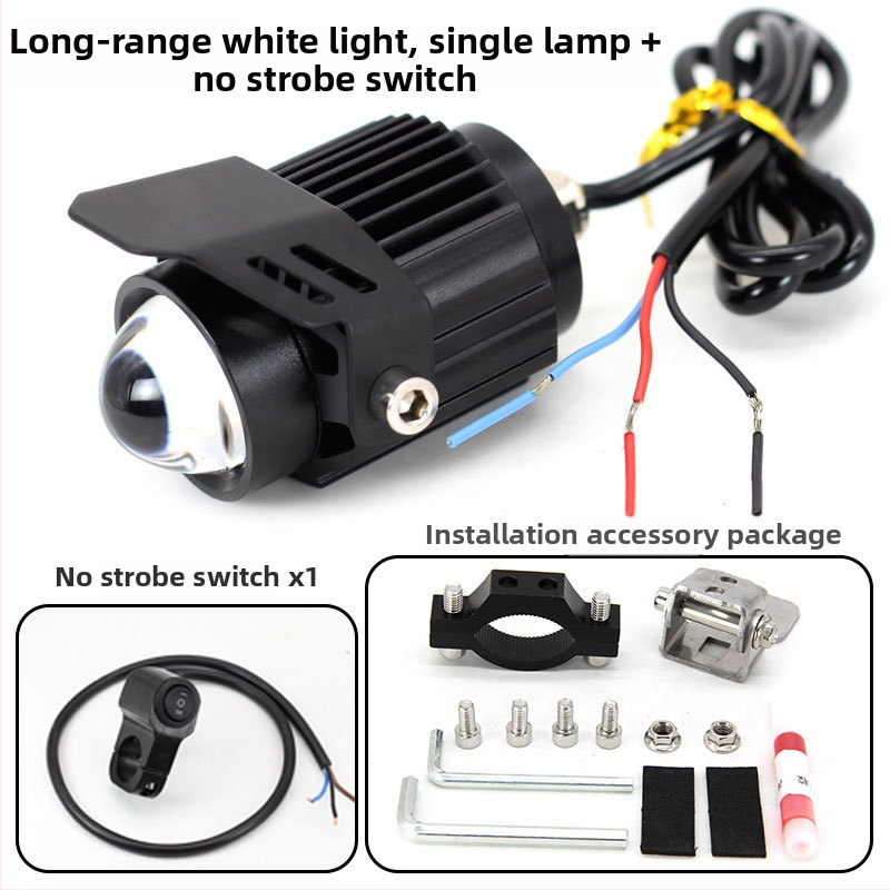 Motocyklové LED svetlo s objektívom, hliníkové telo, dvojfarebné LED diódy, 18W na lampe, 12–85V vstup, model Q9