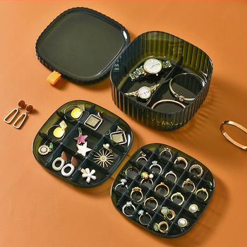 Organizér na šperky, plastový stolný organizér s tromi úrovňami, ochrana proti prachu, vlhkosti a oxidácii