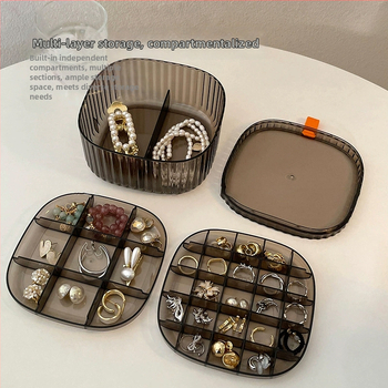 Organizér na šperky, plastový stolný organizér s tromi úrovňami, ochrana proti prachu, vlhkosti a oxidácii