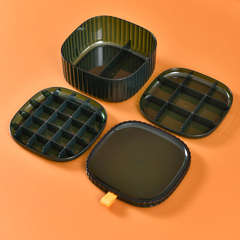 Organizér na šperky, plastový stolný organizér s tromi úrovňami, ochrana proti prachu, vlhkosti a oxidácii