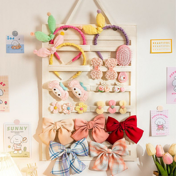 Стенно монтиращ органайзер за фиби за коса, 6 нива, прахозащитен, съхранение за бижута и козметика