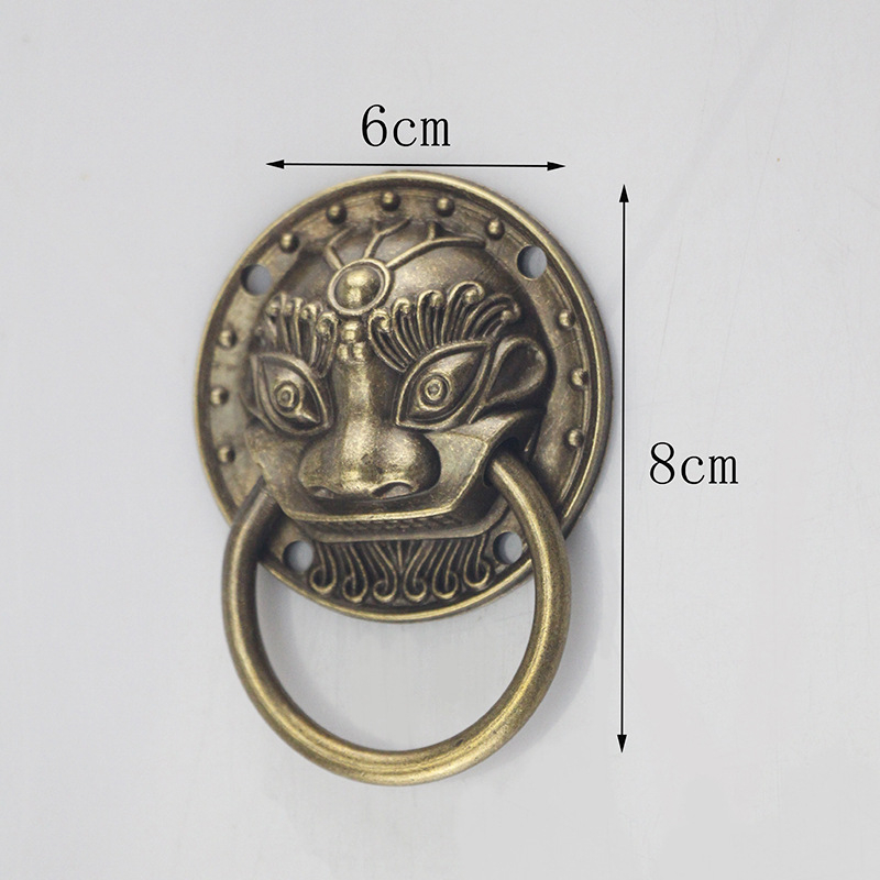Λαβή πόρτας ντουλάπας από μπρούντζο με κεφαλή λέοντα, νέου κινεζικού στυλ
