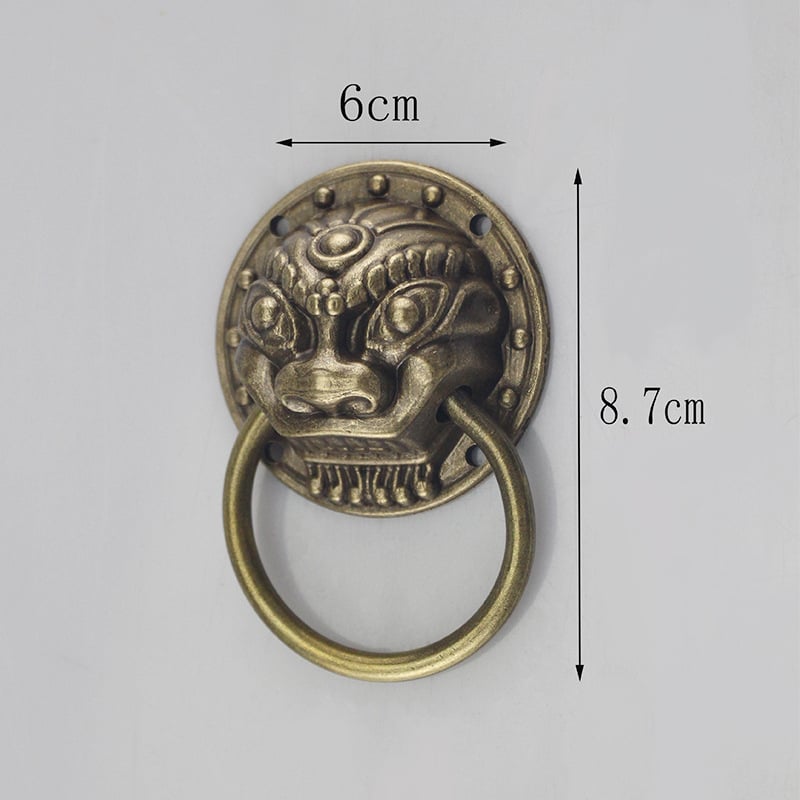 Λαβή πόρτας ντουλάπας από μπρούντζο με κεφαλή λέοντα, νέου κινεζικού στυλ