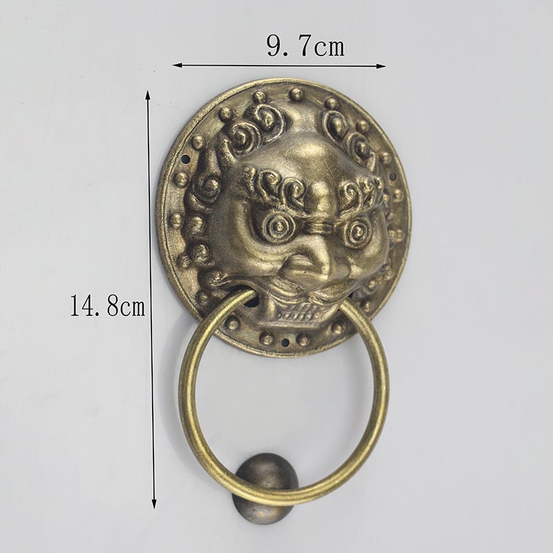 Λαβή πόρτας ντουλάπας από μπρούντζο με κεφαλή λέοντα, νέου κινεζικού στυλ