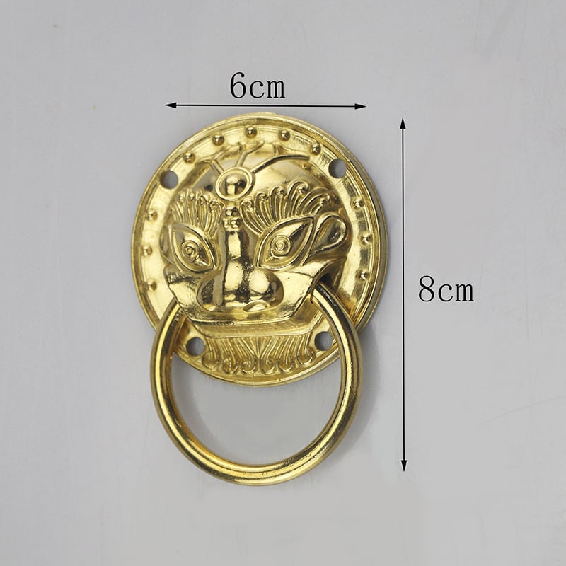 Λαβή πόρτας ντουλάπας από μπρούντζο με κεφαλή λέοντα, νέου κινεζικού στυλ