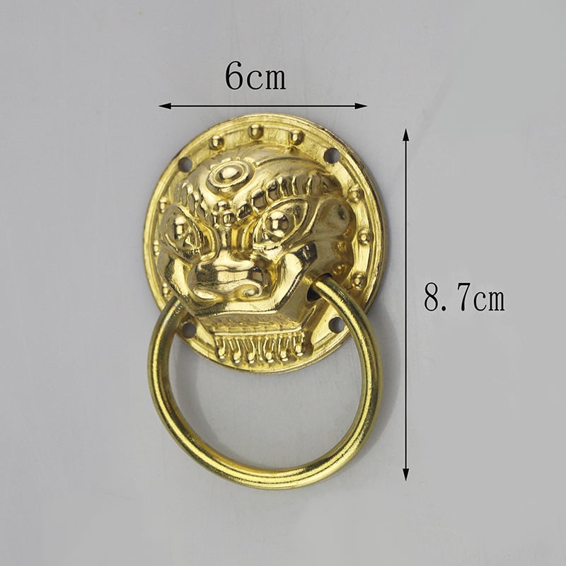 Λαβή πόρτας ντουλάπας από μπρούντζο με κεφαλή λέοντα, νέου κινεζικού στυλ