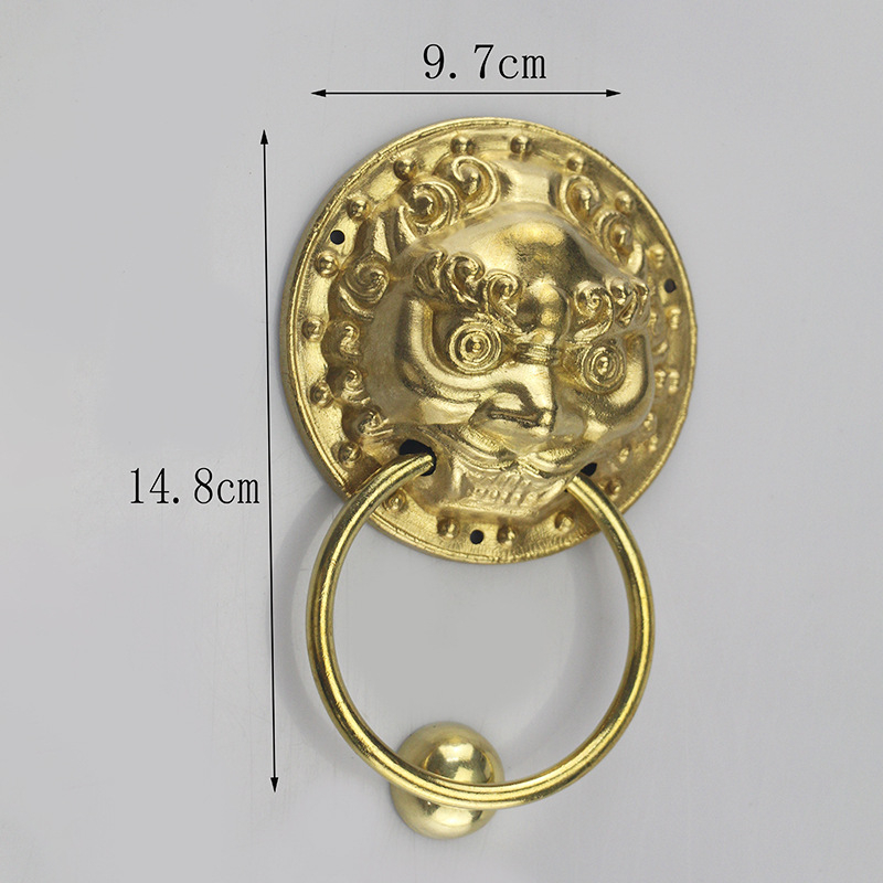 Λαβή πόρτας ντουλάπας από μπρούντζο με κεφαλή λέοντα, νέου κινεζικού στυλ