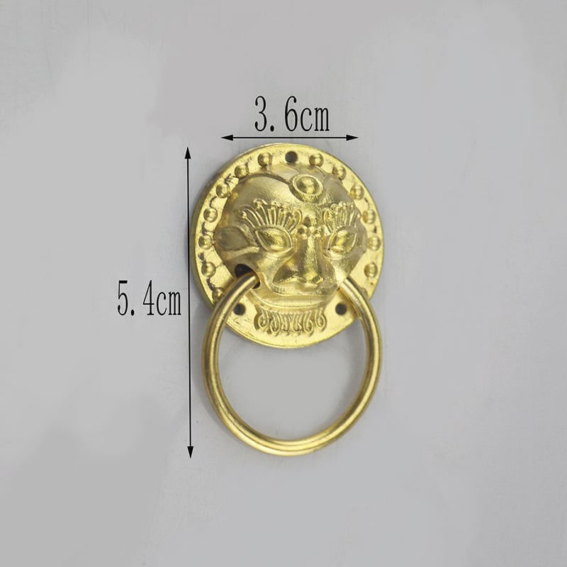 Λαβή πόρτας ντουλάπας από μπρούντζο με κεφαλή λέοντα, νέου κινεζικού στυλ