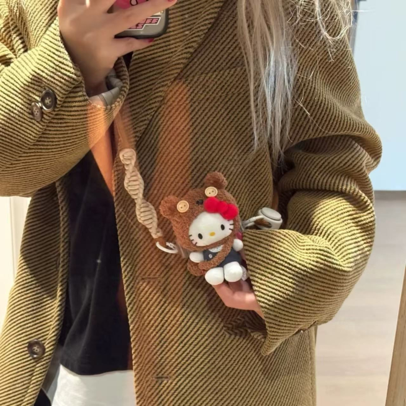 Lančić za mobitel s pliš Hello Kitty mačkom lutkom, najlonska vrpca, metalna kopča, ZHAOWU marka