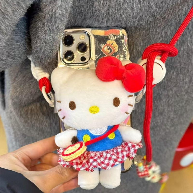 Lančić za mobitel s pliš Hello Kitty mačkom lutkom, najlonska vrpca, metalna kopča, ZHAOWU marka