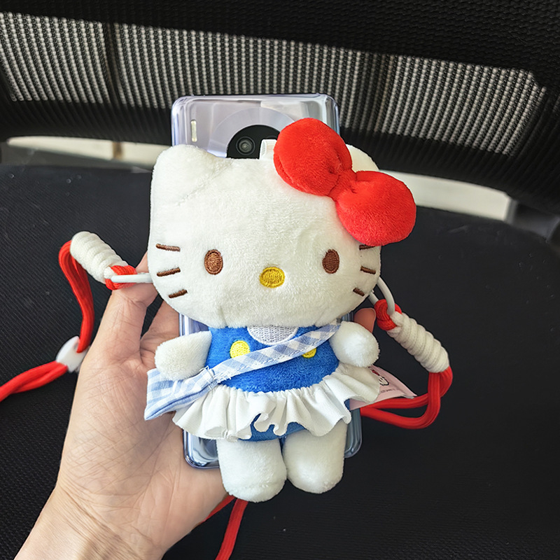 Lančić za mobitel s pliš Hello Kitty mačkom lutkom, najlonska vrpca, metalna kopča, ZHAOWU marka