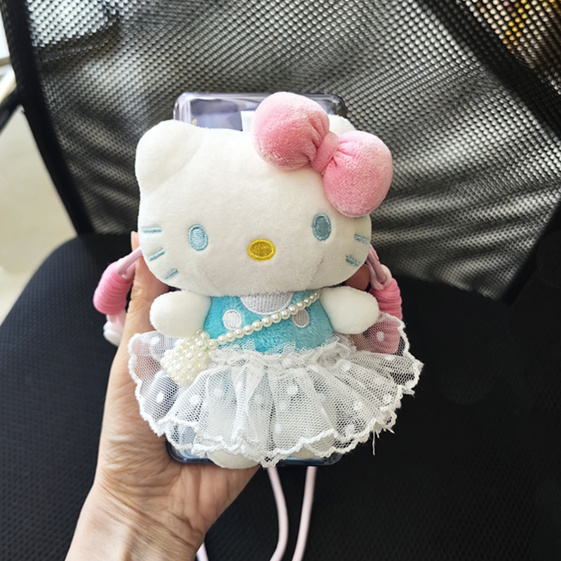 Lančić za mobitel s pliš Hello Kitty mačkom lutkom, najlonska vrpca, metalna kopča, ZHAOWU marka