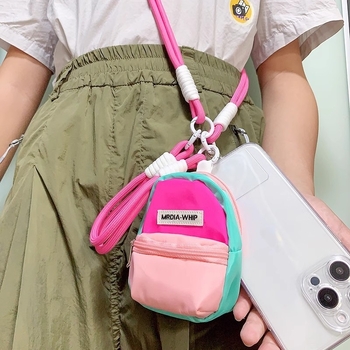 Unisex mini novčanik od poliestera s naramenicom za mobitel i dizajnom nasmiješenog trokuta (plastična kopča)