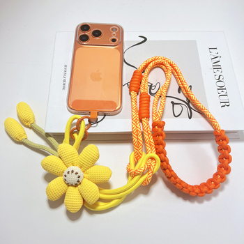 Lanard za mobitel s motivom suncokreta, tkanina od poliestera, metalna kopča, ženski stil