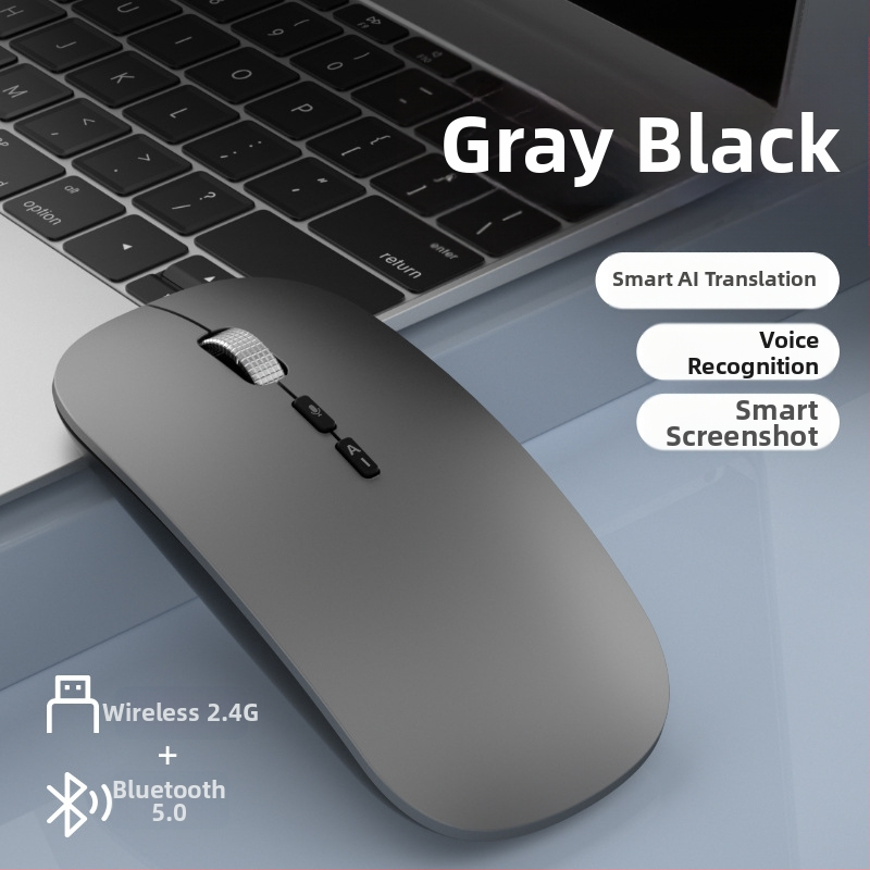 AI inteligentna glasovna Bluetooth miša, 1600 DPI, 6 tipki, domet 10 m, 2.4G/Bluetooth, tri načina napajanja, za prijenosna računala