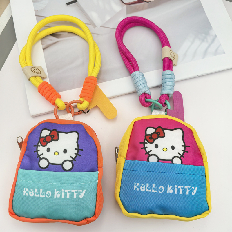 Mobilā tālruņa siksna ar kaķa motīvu un uzglabāšanas somiņa Bluetooth austiņām — rokdarbs, poliesters, iespējama personalizācija