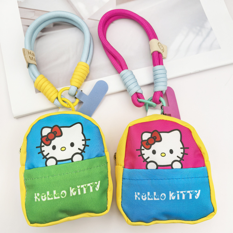 Mobilā tālruņa siksna ar kaķa motīvu un uzglabāšanas somiņa Bluetooth austiņām — rokdarbs, poliesters, iespējama personalizācija