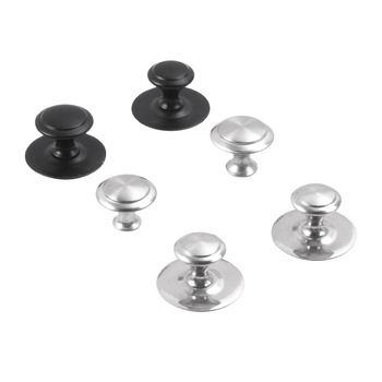 Rukoväť s jedným otvorom na skrinku a zásuvku – hríbikového tvaru, moderný minimalistický štýl, materiál: zliatina zinku/nerezová oceľ, povrch brúsený, elektroplátovaný a oxidovaný