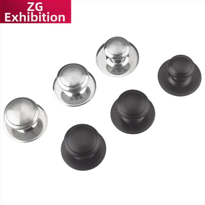 Rukoväť s jedným otvorom na skrinku a zásuvku – hríbikového tvaru, moderný minimalistický štýl, materiál: zliatina zinku/nerezová oceľ, povrch brúsený, elektroplátovaný a oxidovaný