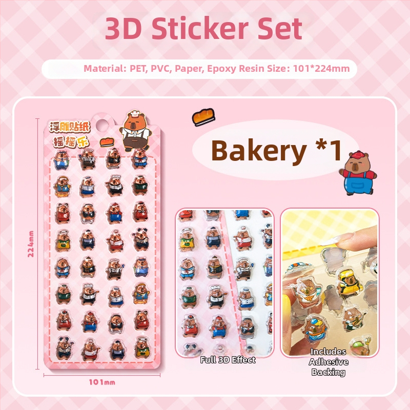 3D-reliefes Capybara telefonmatrica – rajzfilmszerű, kézzel készített; Anyag: papír + öntapadós PVC + epoxigyanta; Súly: 23 g; Márka: Zero Alliance