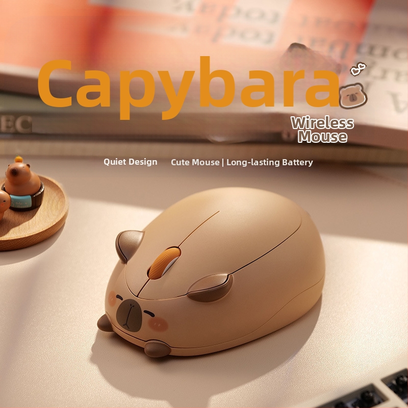 Juhtmevaba hiir capybara teemaga, 1200dpi, armas multikas tüdruku kujundus