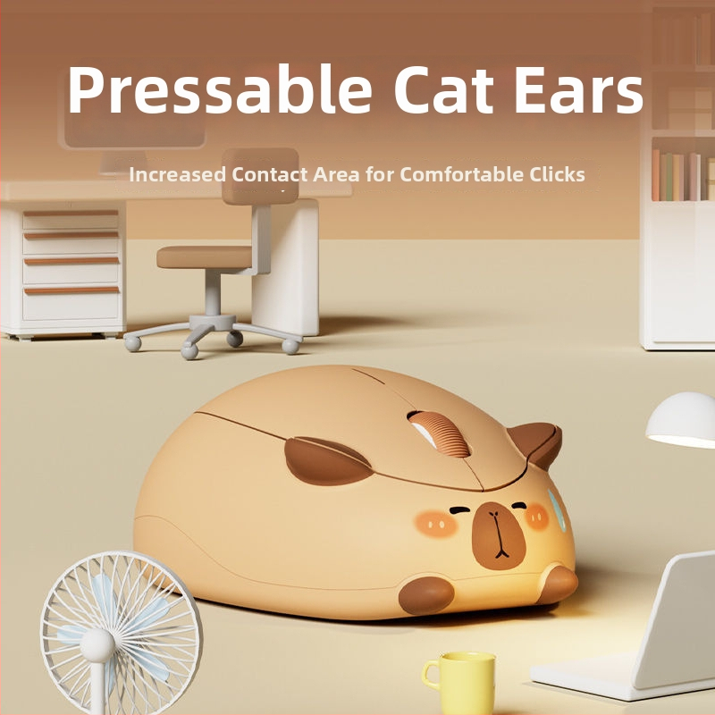 Juhtmevaba hiir capybara teemaga, 1200dpi, armas multikas tüdruku kujundus