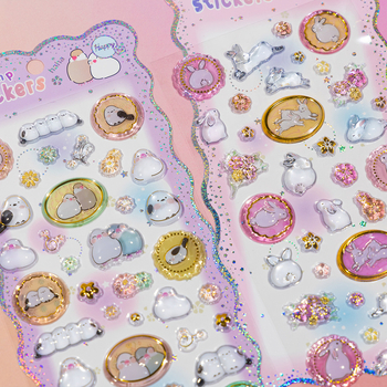 Yangtong 3D reliefes állat matricák – rajzfilmszerű telefon dekoráció, nyomtatott kézművesség