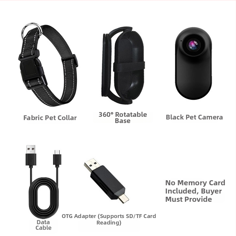 Naminių gyvūnėlių apykaklės kamera - 1080P/720P vaizdo įrašas, CMOS jutiklis, 0,96 colių LCD, MicroSD atmintis, elektroninis vaizdo stabilizavimas