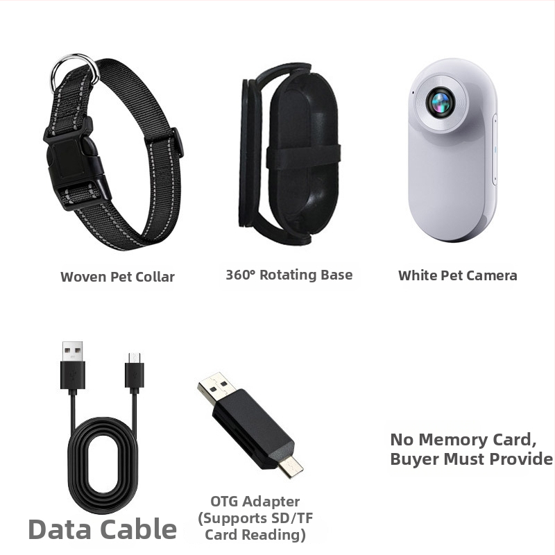 Naminių gyvūnėlių apykaklės kamera - 1080P/720P vaizdo įrašas, CMOS jutiklis, 0,96 colių LCD, MicroSD atmintis, elektroninis vaizdo stabilizavimas