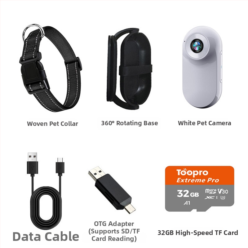 Naminių gyvūnėlių apykaklės kamera - 1080P/720P vaizdo įrašas, CMOS jutiklis, 0,96 colių LCD, MicroSD atmintis, elektroninis vaizdo stabilizavimas