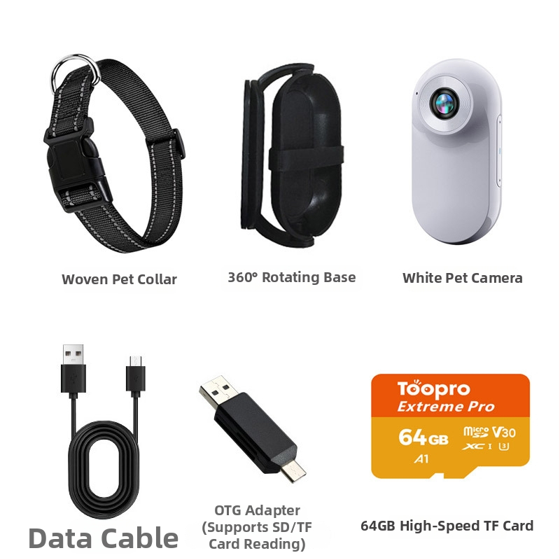 Naminių gyvūnėlių apykaklės kamera - 1080P/720P vaizdo įrašas, CMOS jutiklis, 0,96 colių LCD, MicroSD atmintis, elektroninis vaizdo stabilizavimas