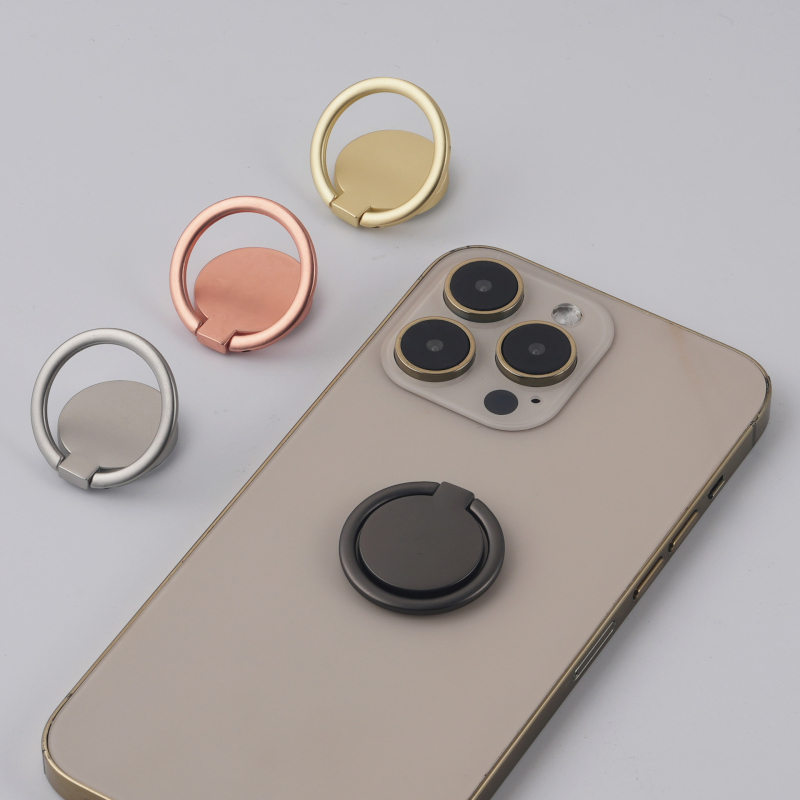 Metāla apaļš telefona gredzenes turētājs, 360° rotācija, lāzera krāsu logotipa druka