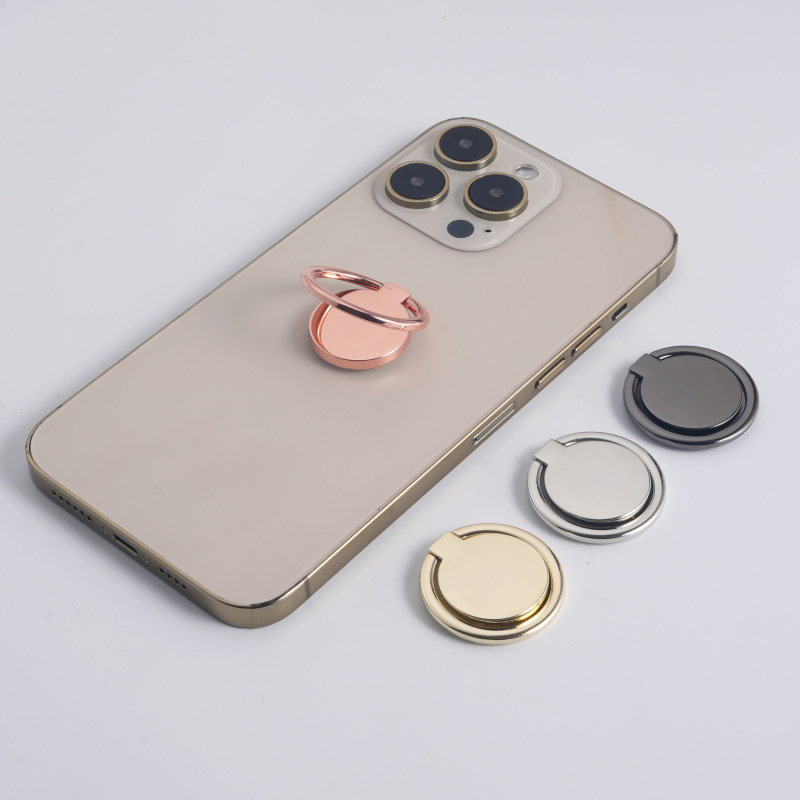 Metāla apaļš telefona gredzenes turētājs, 360° rotācija, lāzera krāsu logotipa druka