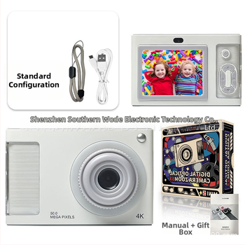 4K vaikų kamera su priekinėmis ir galinėmis dviejų kamerų funkcijomis, 24 MP CMOS jutiklis, 4x optinis priartinimas, 2,4 colių LCD ekranas