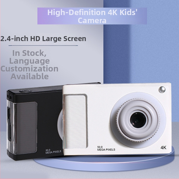 4K vaikų kamera su priekinėmis ir galinėmis dviejų kamerų funkcijomis, 24 MP CMOS jutiklis, 4x optinis priartinimas, 2,4 colių LCD ekranas