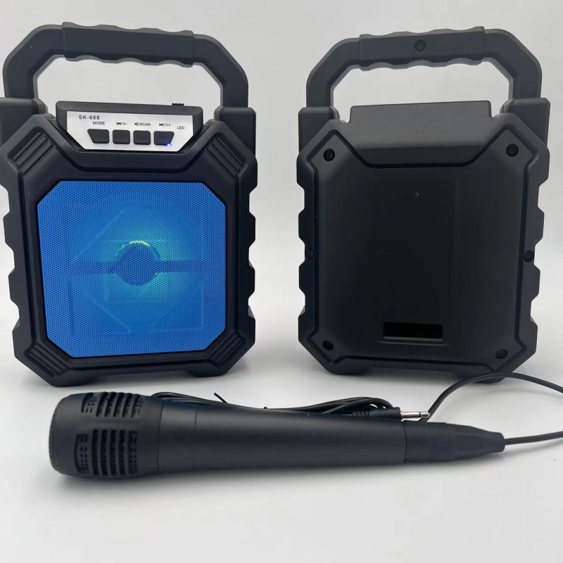 Boxă Karaoke Bluetooth 5.0 cu baterie încorporată, redare TF/USB, intrare microfon cablu, iluminare LED ambient