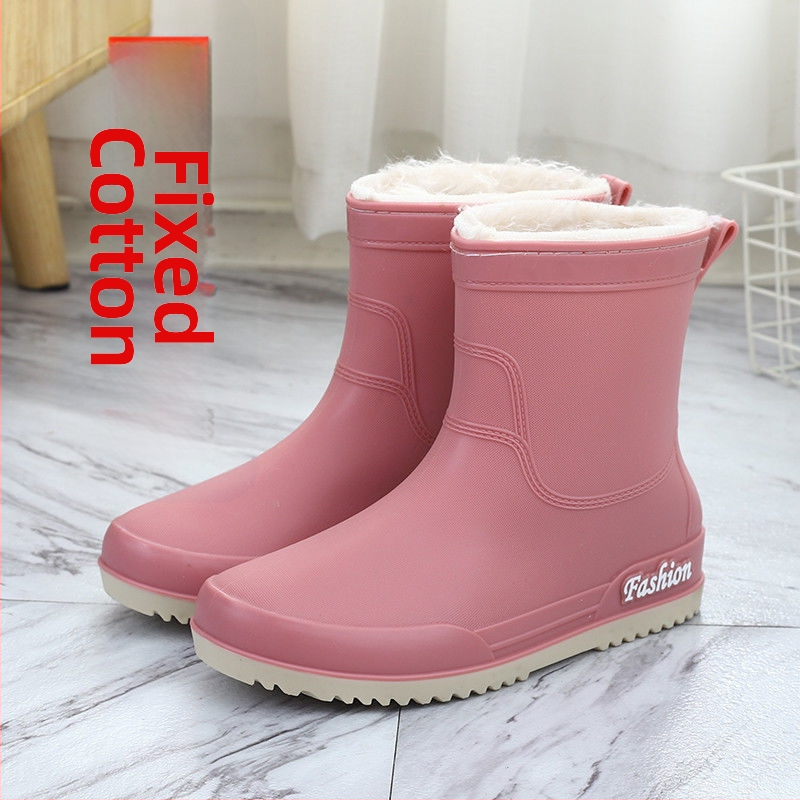 Moteriški lietaus batai, vidutinio ilgio, medvilnės viršus, neslidus padas, flisinė įdaila