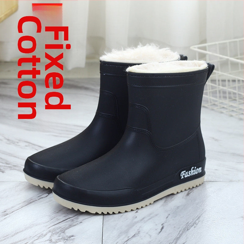 Moteriški lietaus batai, vidutinio ilgio, medvilnės viršus, neslidus padas, flisinė įdaila